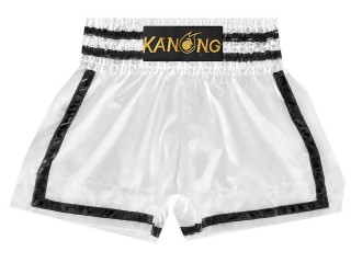 Kanong Muay Thai Boxing Shorts : KNS-140-White-Black